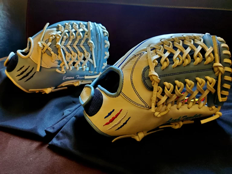 Custom Blue White Softball Gloves